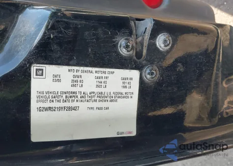 2000 Pontiac Grand Prix Gtp from USA, damaged, VIN 1G2WR5219YF289427